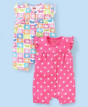 Babyhug 100% Cotton Knit Frill
                              Sleeves Romper Floral & Polka Dot
                              Print Pack of 2 - Multicolor