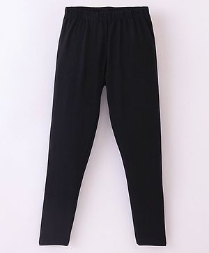 Ollypop Cotton Full Length Solid Leggings - Black