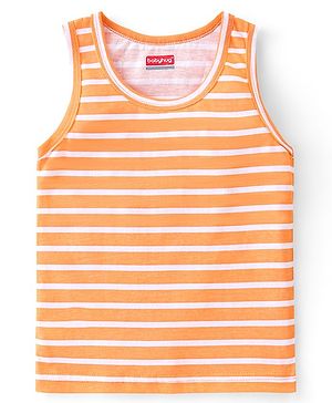 Babyhug 100% Cotton Knit Sleeveless Striped Sando - Orange