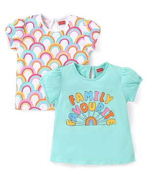 Babyhug Cotton Half Sleeves Top Text Print Pack of 2 - Multicolour