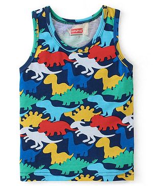 Babyhug 100% Cotton Knit Sleeveless Sando Dino Print - Multicolor