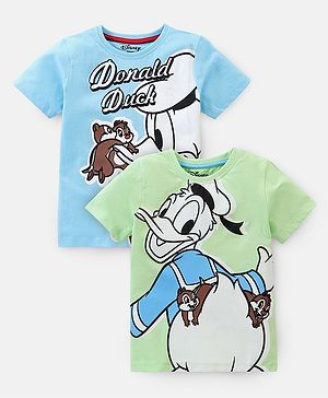 Babyoye Disney Cotton Knit Half Sleeves T-Shirt with Chip & Dale  Donald Duck Graphics Pack of 2  - Multicolour