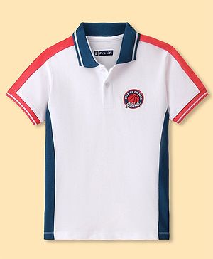 Pine Kids 100% Cotton Knit Half Sleeves T-Shirt With Football Print - White