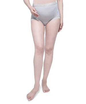 Anoma Solid High Waist Anti Bacterial Maternity Hygiene Lace Panty - Grey