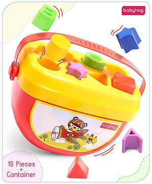 Babyhug Premium My First Shape Sorter Toy - Red|16 Blocks| Sorting & Stacking Toys for 18+ Months| Activity Toys for Toddlers|BIS Certified