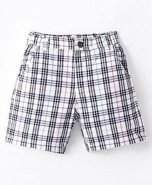 Simply Premium Cotton Above Knee Length Shorts - White Checks