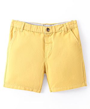 Simply Cotton Above Knee Length Solid Shorts - Mustard Yellow