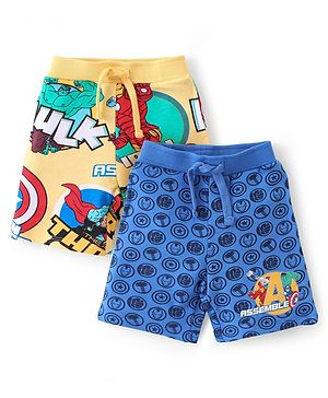 Babyhug Marvel Terry Knit Shorts with  Avenger Theme Print Pack of 2 - Multicolour