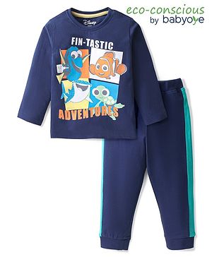 Babyoye Disney Single Jersey Knit Full Sleeves Night Suit With Finding Nemo Graphics - Blue