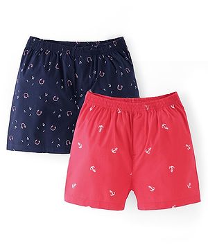 Pine Kids Cotton Elasticated Boxers Anchor Print Pack of 2 (Color May Vary)