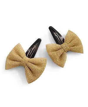 Knotty Ribbons Net Bow Hair Clip - Golden