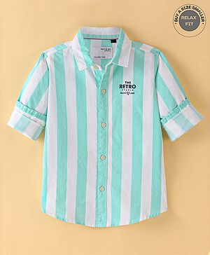 Ruff Poplin Full Sleeves Striped Shirt - Mint