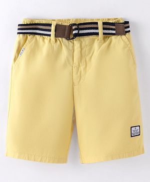 Ruff Denim Above Knee Length Bermuda with Belt - Golden Yellow