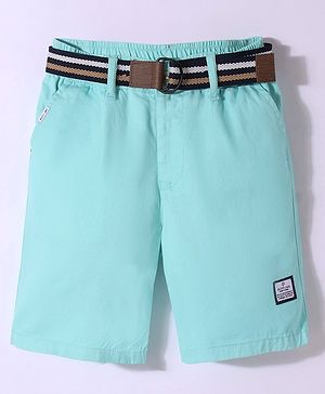 Ruff Denim Above Knee Length Bermuda with Belt - Mint