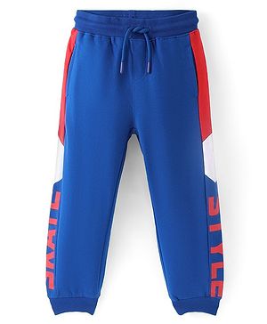 Pine Kids Cotton Looper Knit Full Length Text Printed Lounge Pant - Nebulas Blue