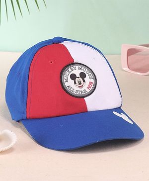 Babyhug Disney Cotton Summer Cap With Mickey Mouse Graphics - Blue