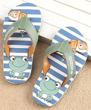 Cute Walk by Babyhug Slip On Flip Flops with Frog Print - Green