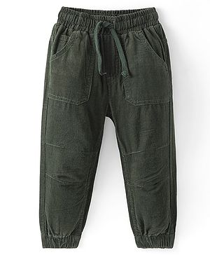 Babyhug Cotton Lycra Full Length Stretchable Corduroy Pants - Olive