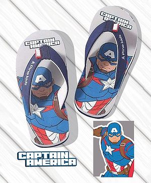 Pine Kids Marvel Slip On Flip Flops  Captain America Design - Grey & Blue