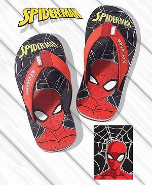 Pine Kids Marvel Slip On Flip Flops Spiderman Design - Black & Red