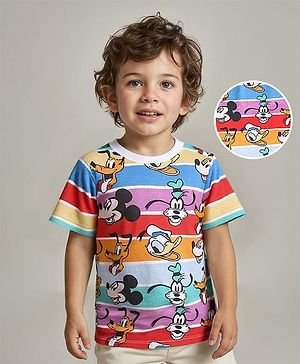 Babyhug Disney Cotton Knit Half Sleeves T-Shirt with Mickey Mouse Family  Print - Multicolour