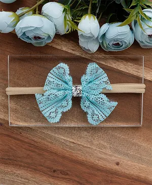 Knotty Ribbons Butterfly Bow Embellished Headband - Light Blue
