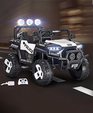 Babyhug RANGER 4X4 Battery Operated Ride On Jeep with Music & LED Lights - Black| Forward & Reverse Drive| Wide Comfortable Seat| Rechargeable Battery| Remote Control| Pre-loaded Music with USB & AUX| Easy to Assemble| Wide Comfortable Seat| Easy to Babyhug RANGER 4X4 Battery Operated Ride On Jeep with Music & LED Lights - Black| Forward & Reverse Drive| Wide Comfortable Seat| Rechargeable Battery| Remote Control| Pre-loaded Music with USB & AUX| Easy to Assemble| Wide Comfortable Seat| Easy to