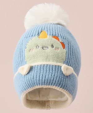Babyhug Woollen Cap with Dino Design - Blue