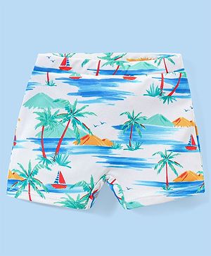 Babyhug Tropical Printed Swimming Trunk - White
