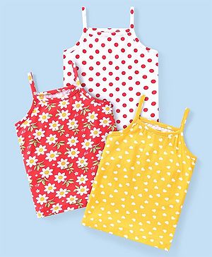Babyhug 100% Cotton Sleeveless Slips Pack of 3 - Red & Yellow