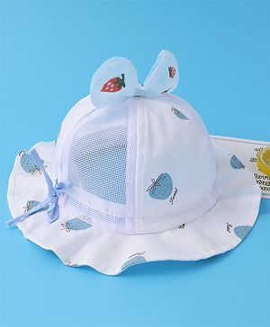 Babyhug Bucket Hat Strawberry Print - Blue