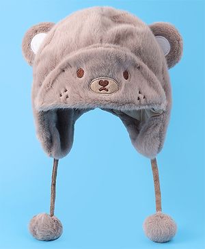 Babyhug Woolen Cap With Pom Pom Applique - Tan