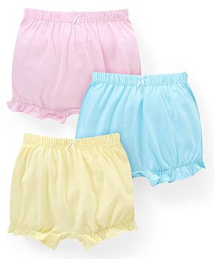 Babyhug 100% Cotton Knit Bloomer Pack of 3 - Multicolour