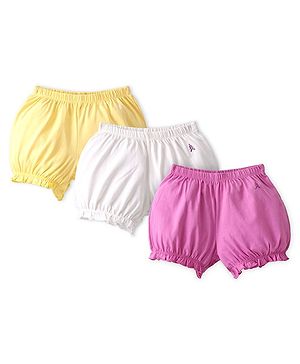 Pine Kids Cotton Lycra Mid Thigh Solid Panties & Bloomers Pack Of 3 - Multicolour