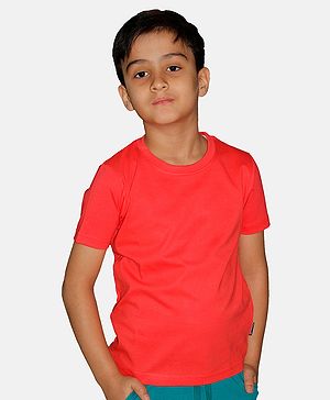 Kiddopanti  Half Sleeves Solid Tee - Coral