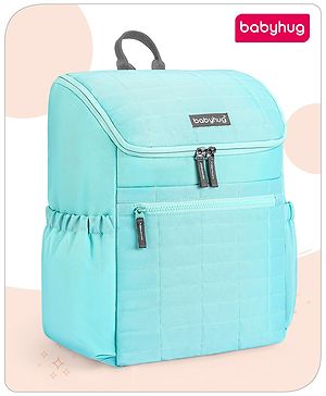 Babyhug Premium Quilted Stylish Water Resistant Diaper Backpack- Sea Green