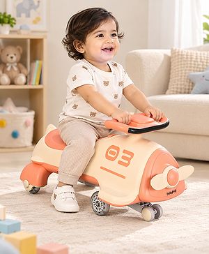 Babyhug Baby Magic Premium Aero Kids Magic Swing Car With Music Lights & ABEC 7 Bearing with PU LED Wheels - Orange