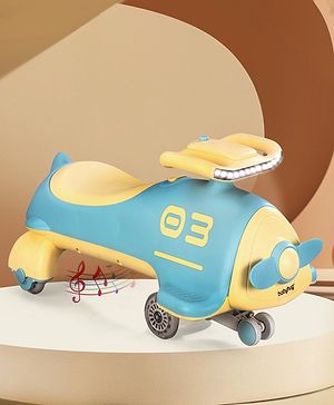 Babyhug Baby Magic Premium Aero Kids Magic Swing Car With Music Lights & ABEC 7 Bearing with PU LED Wheels - Blue