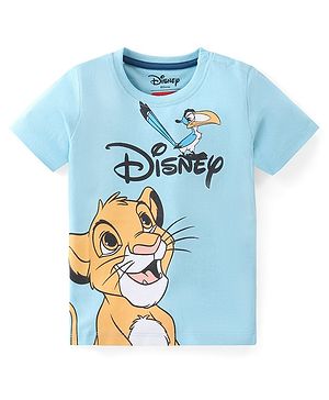 Babyhug Disney Cotton Knit Half  Sleeves T- Shirt With The Lion King Graphics - Blue