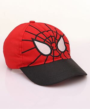 Pine Kids Marvel Cotton Summer Cap With Spiderman Graphics - Red