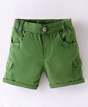Little Kangaroos 100% Cotton Woven Shorts Solid Colour - Olive Green