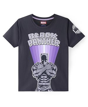 Pine Kids Marvel Cotton Knit Half Sleeves T-Shirt with Black Panther Graphics - Black