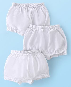Babyhug 100% Cotton Knit Bloomer Solid Colour Pack of 3 - White