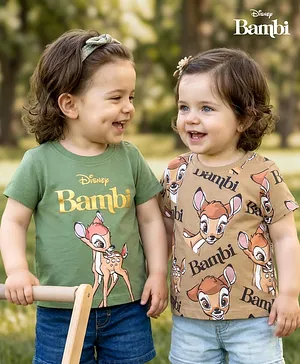Babyoye Disney Cotton Knit Half
                              Sleeves T-Shirts With Bambi Print Pack of
                              2 - Multicolor