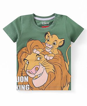 Babyhug Disney Cotton Knit Half Sleeves The Lion King Printed T-Shirt - Green