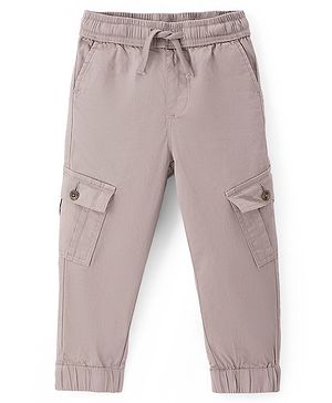 Pine Kids Full Length Stretchable  Trouser with Cargo Pockets Solid Colour - Beige