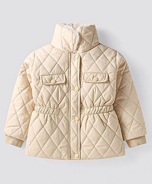 Bonfino Woven Full Sleeves Padded Jacket - Beige