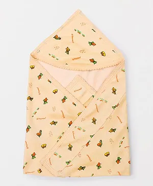 Tinycare Hooded Baby Towel Fish Print - Peach