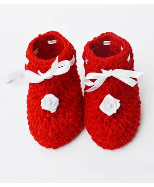 Love Crochet Art Cute Pair Booties - Red