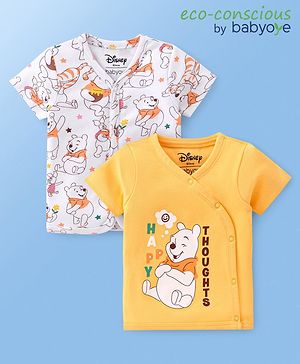 Babyoye Disney Cotton Half Sleeves Jhablas With Winnie the Pooh Print Pack of 2 - Multicolour